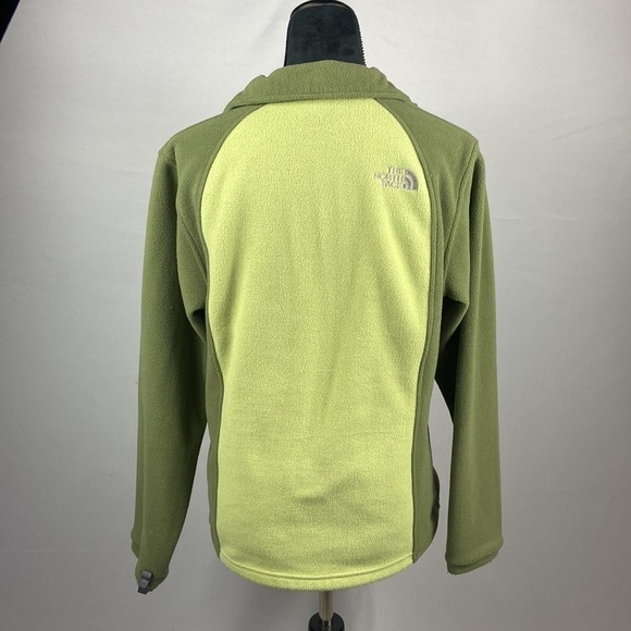 The North Face Two Toned Olive Green Fleece Zip Up Jacket - Picture 3 of 12